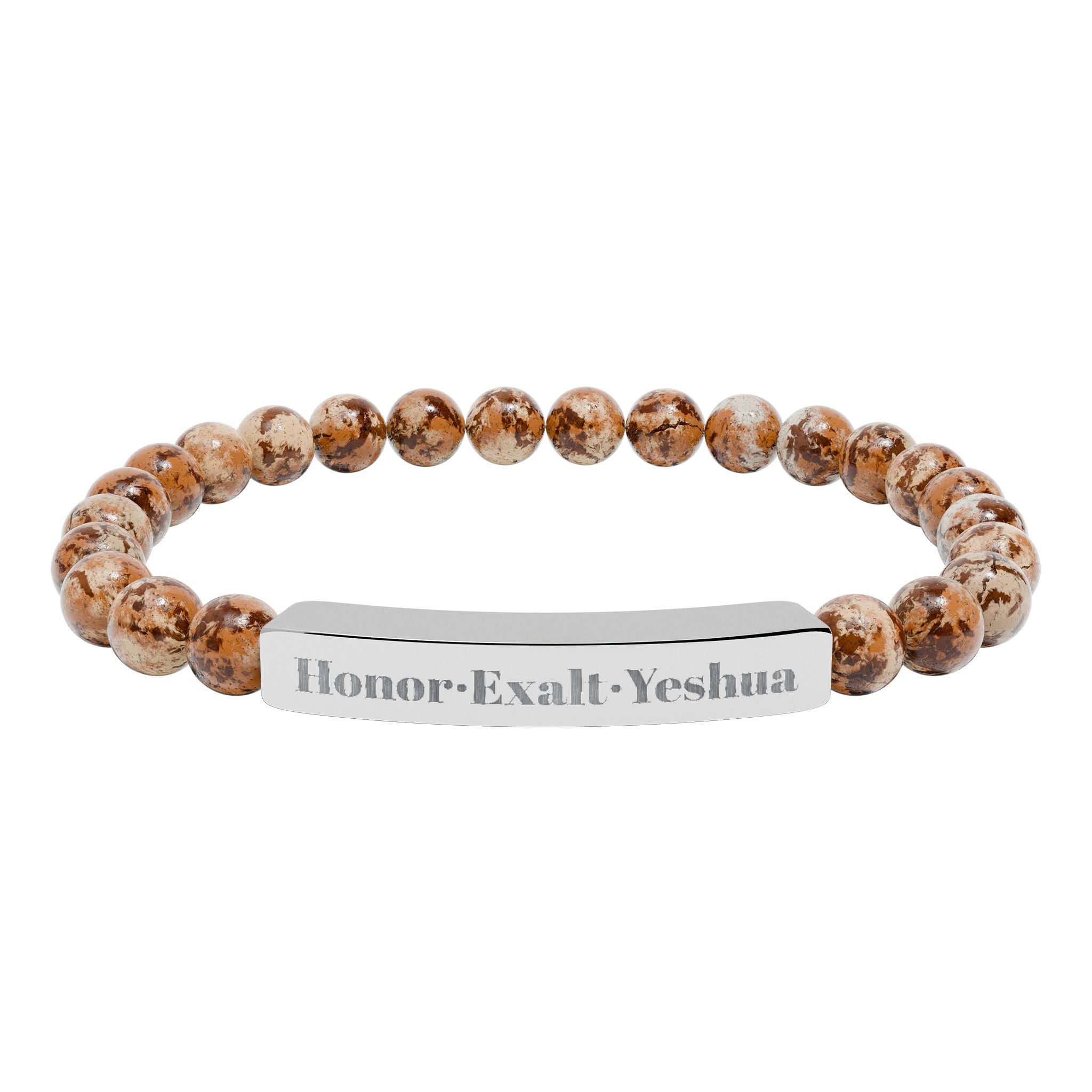 HEY - Honor·Exalt·Yeshua | Natural Stone Stretch Bar Bracelet