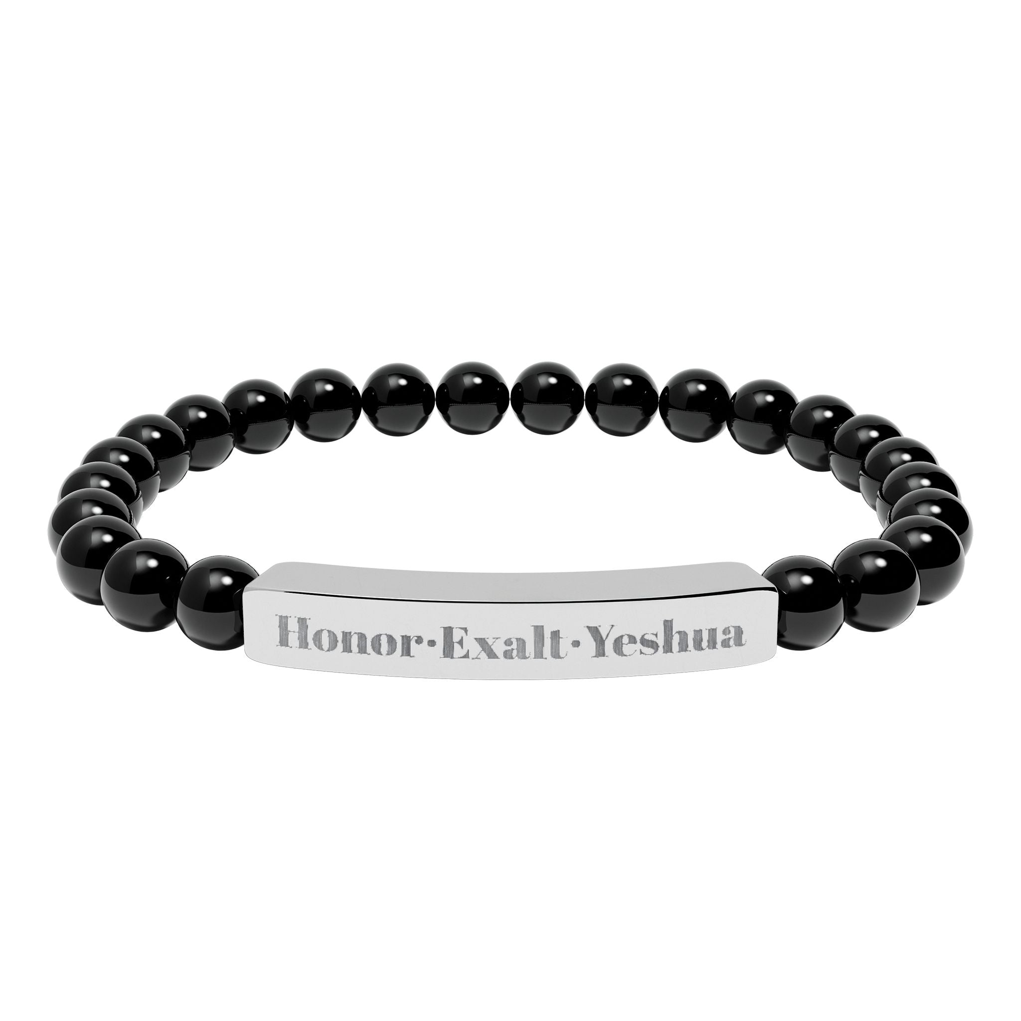 HEY - Honor·Exalt·Yeshua | Natural Stone Stretch Bar Bracelet