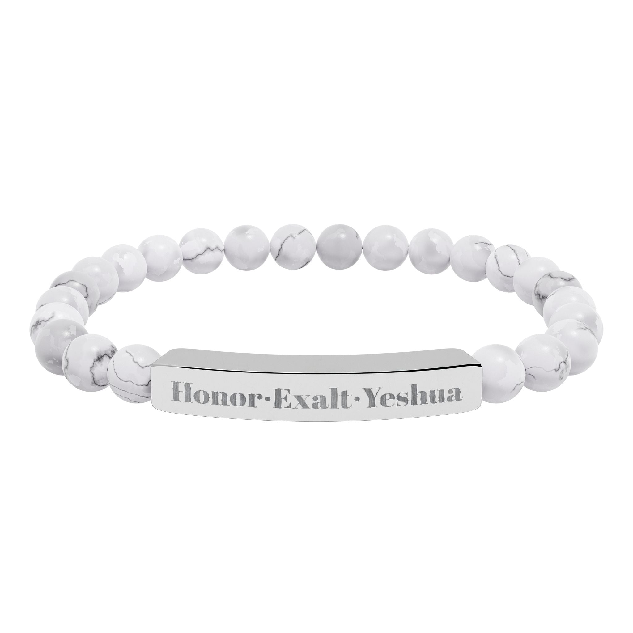 HEY - Honor·Exalt·Yeshua | Natural Stone Stretch Bar Bracelet
