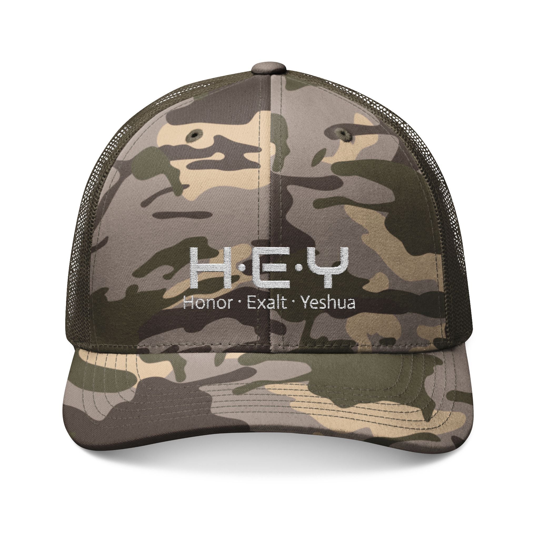HEY - Embroidered Camo Trucker Hat