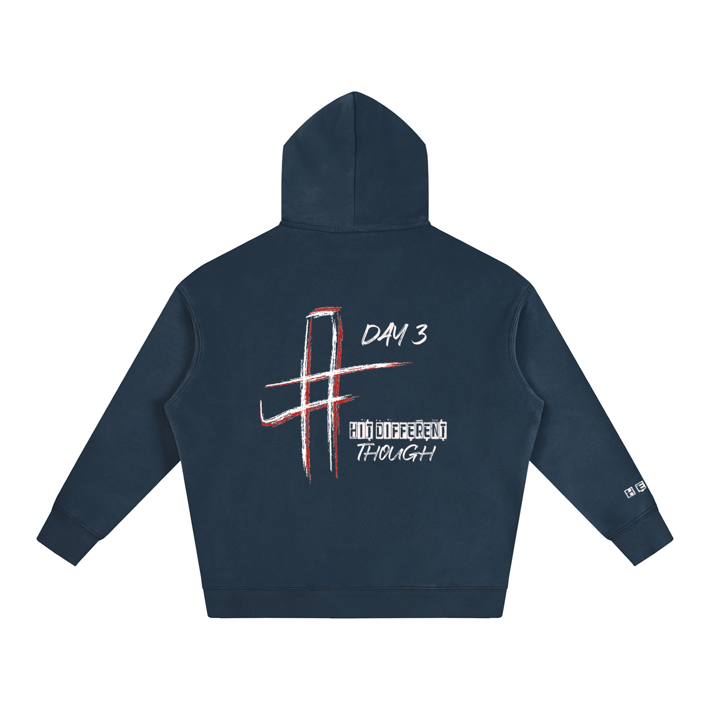 Day 3 - Oversize Fleeced Hoodie (White/Red Cross)