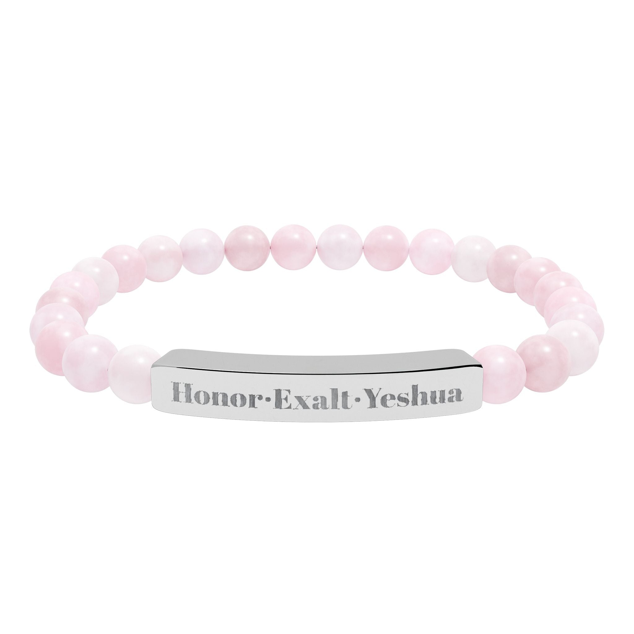 HEY - Honor·Exalt·Yeshua | Natural Stone Stretch Bar Bracelet