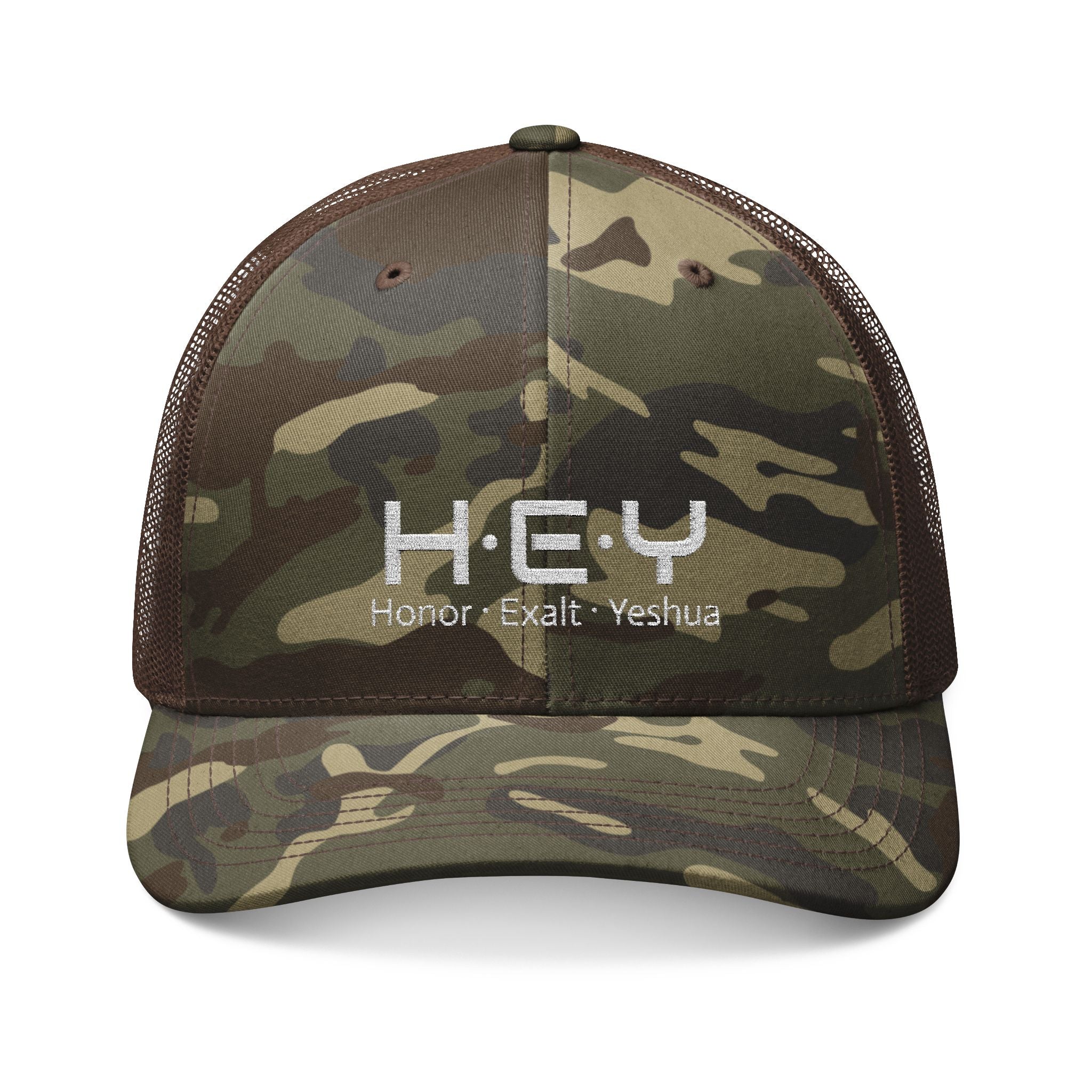 HEY - Embroidered Camo Trucker Hat