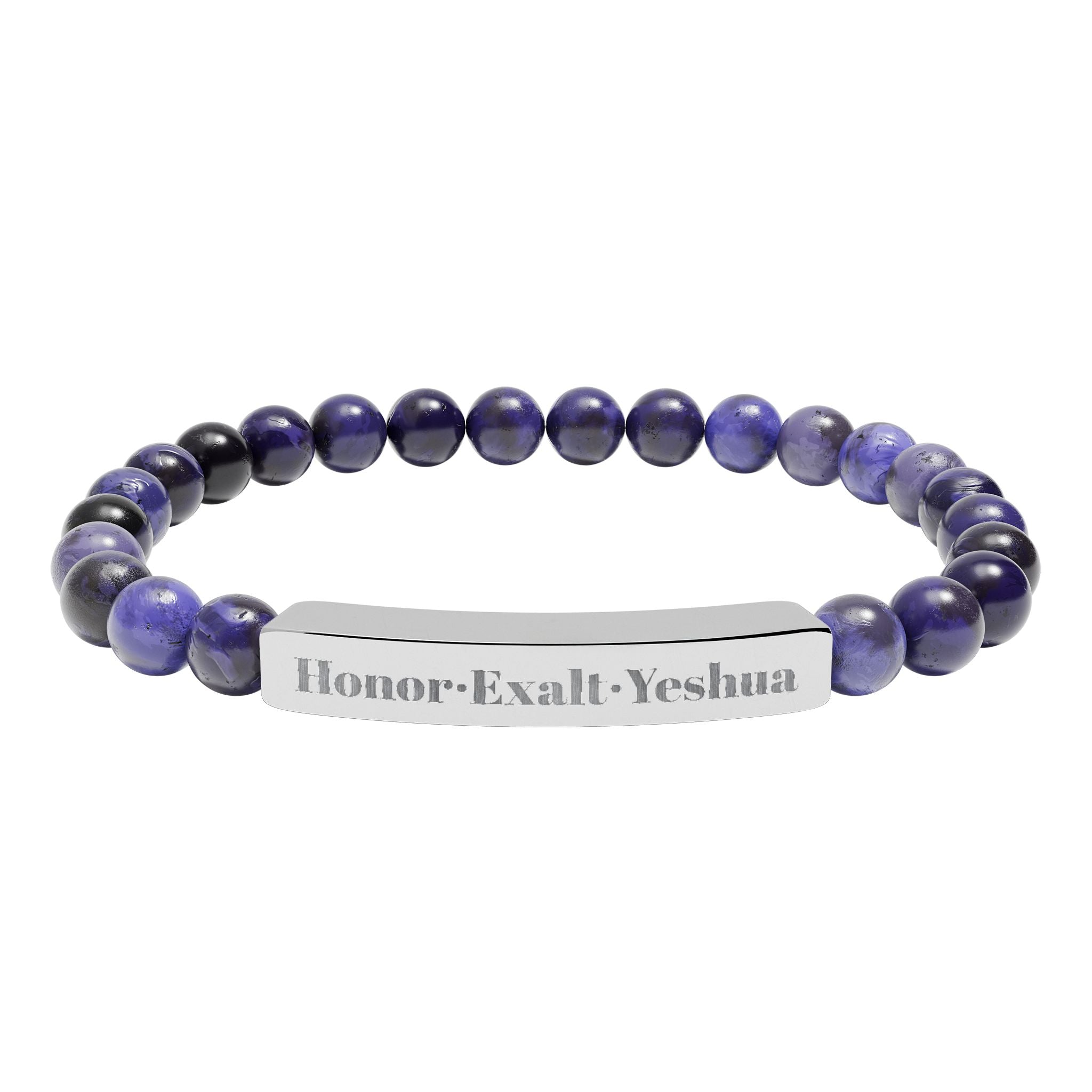 HEY - Honor·Exalt·Yeshua | Natural Stone Stretch Bar Bracelet