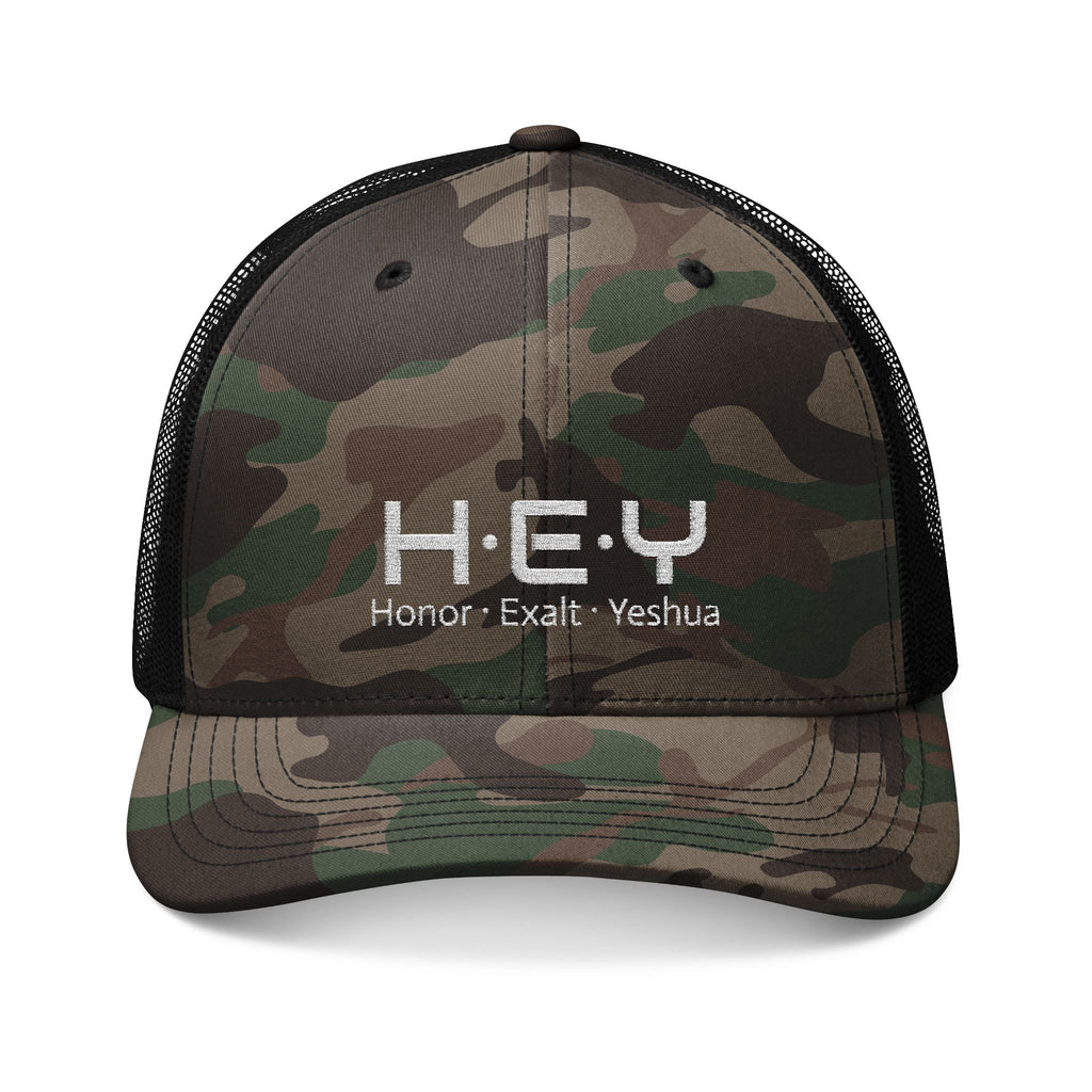 HEY - Embroidered Camo Trucker Hat