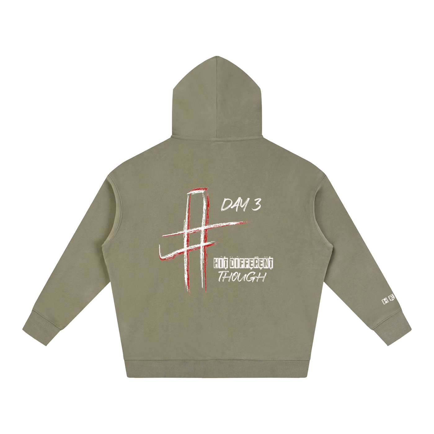 Day 3 - Oversize Fleeced Hoodie (White/Red Cross)