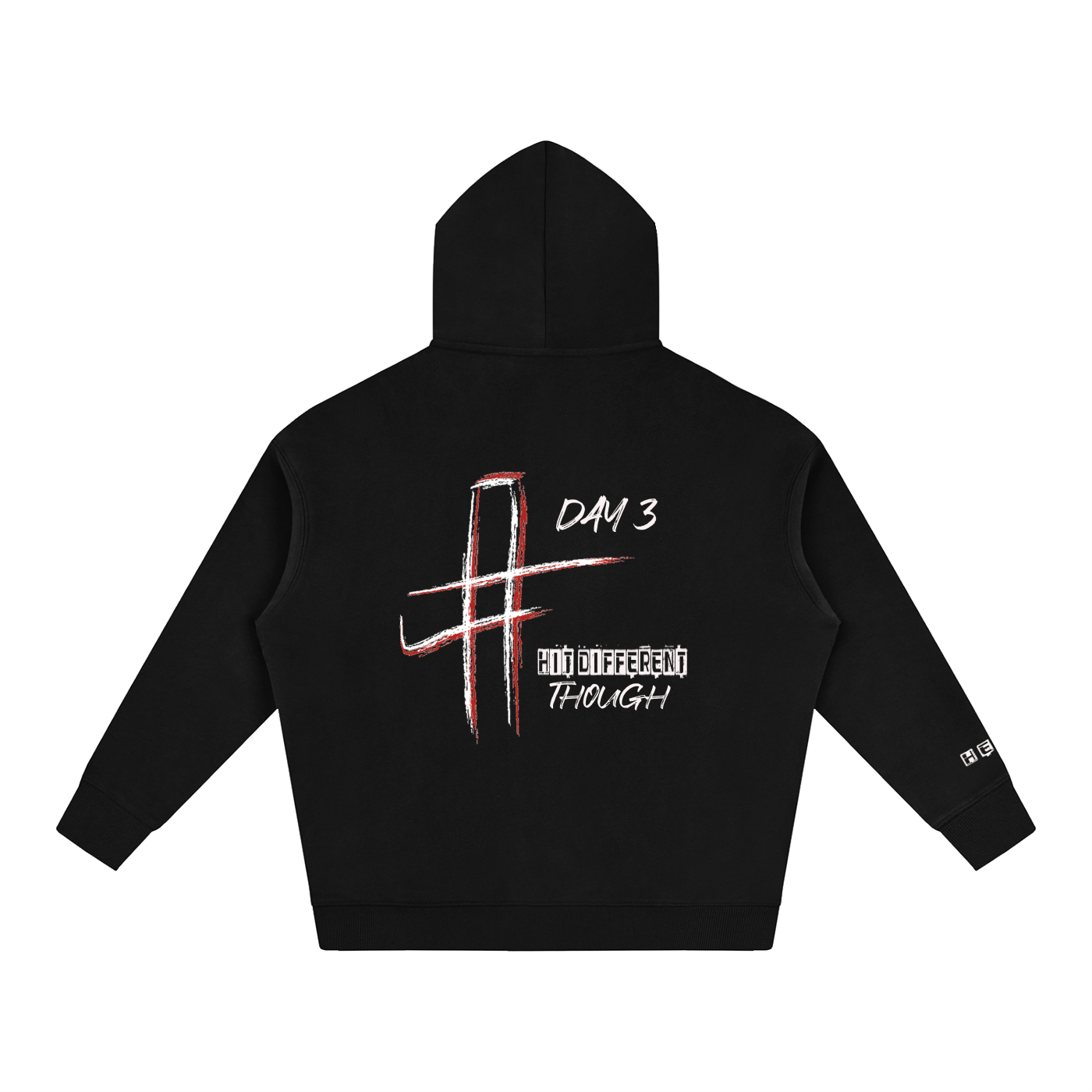 Day 3 - Oversize Fleeced Hoodie (White/Red Cross)