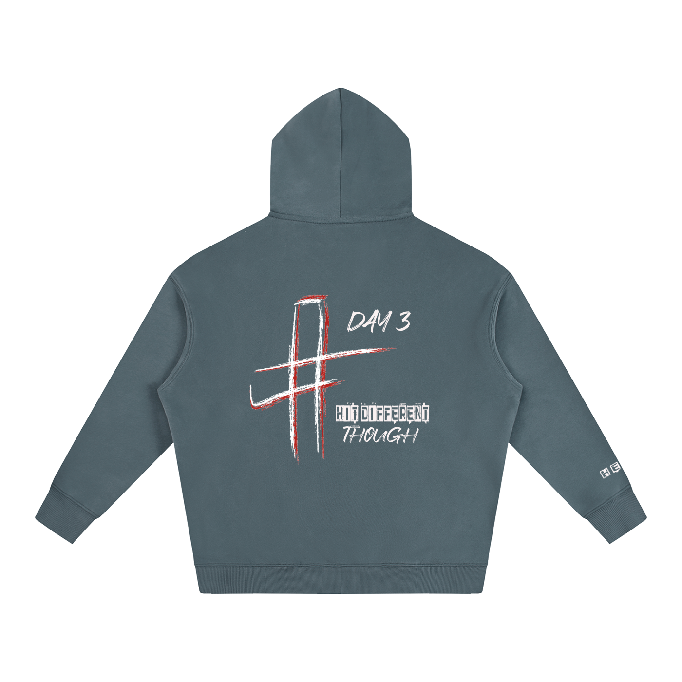 Day 3 - Oversize Fleeced Hoodie (White/Red Cross)