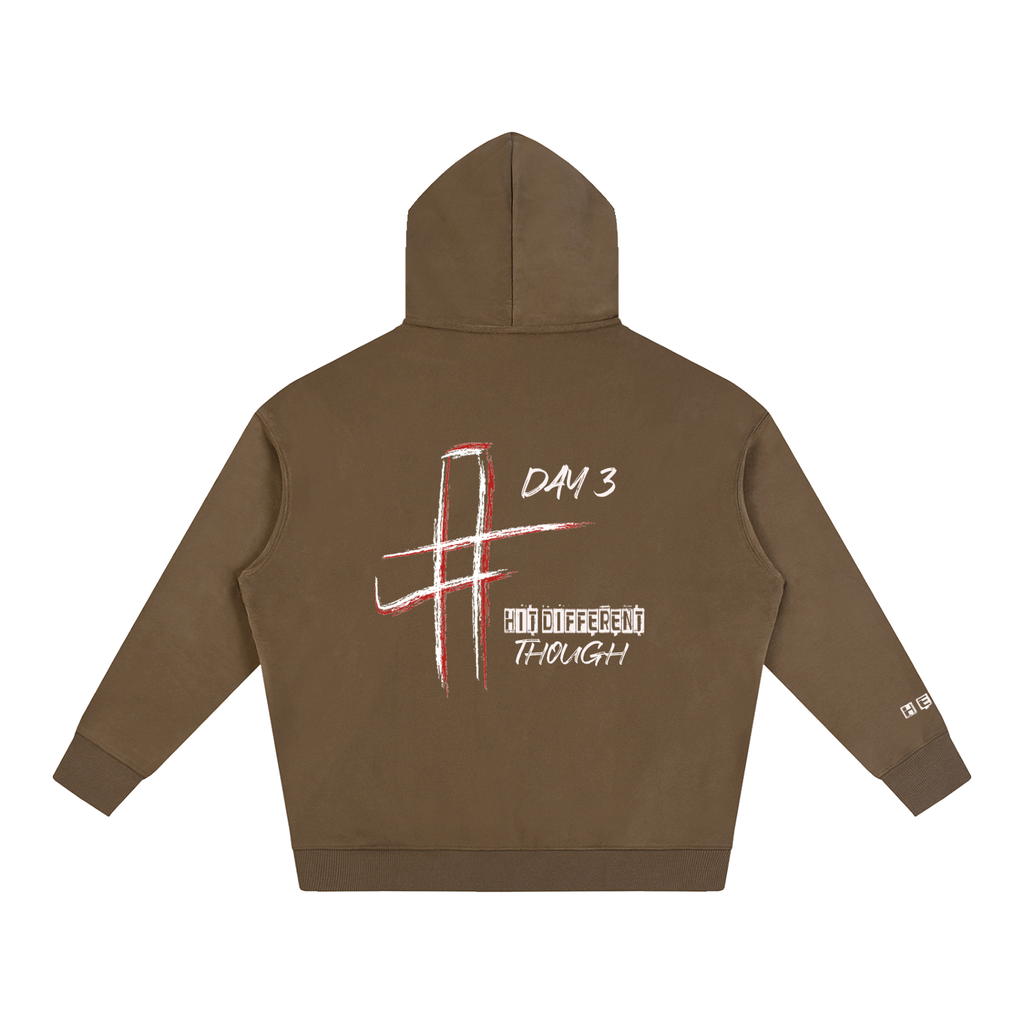 Day 3 - Oversize Fleeced Hoodie (White/Red Cross)